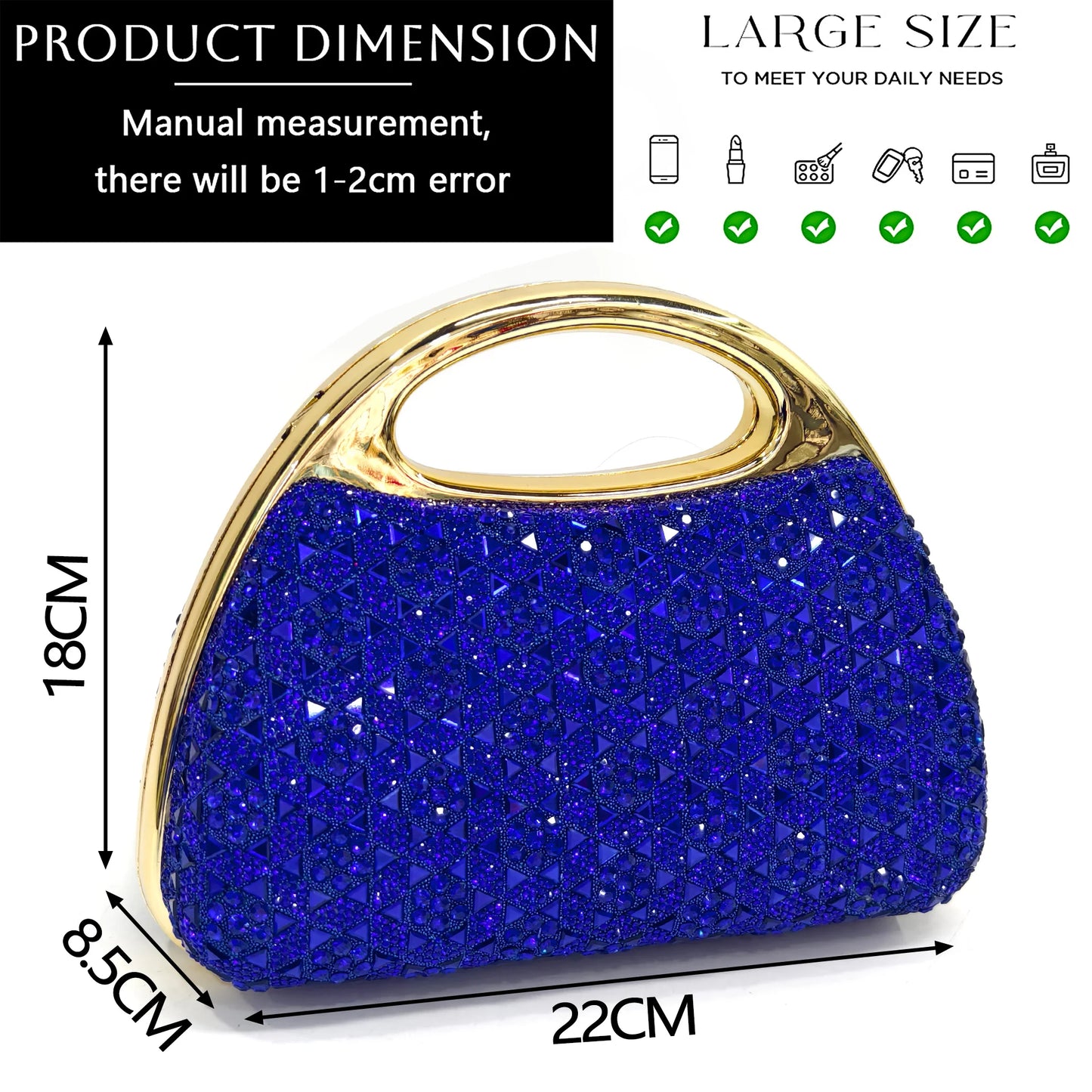 Venus Chan 2026 Elegant Women's Rhinestone Peep Toe High Heels Sandals - Italian Design with Matching Blue Handbag