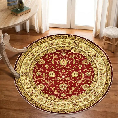 Bohemia Luxury Pattern Persian Round Carpet Washable Decoration Home Light Rug Bedroom Chair Mat Red Carpets for Living Room