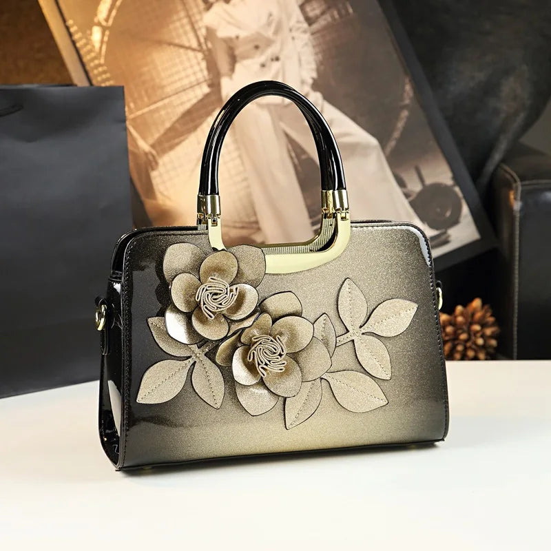 Unique Personality Floral Handbag Women's Crossbody Tote Bag Business Commuting Medium Hardness Polyester  Zipper Closure