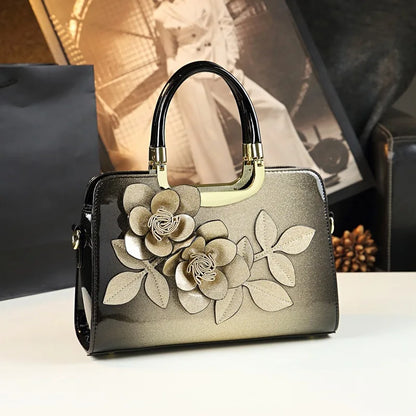 Unique Personality Floral Handbag Women's Crossbody Tote Bag Business Commuting Medium Hardness Polyester  Zipper Closure