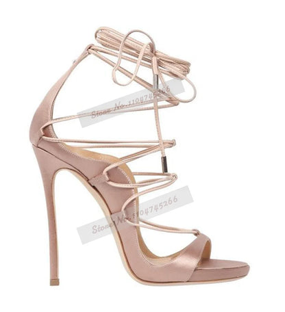 Ladies Sexy Black Gold Snakeskin Stiletto Heels Gladiator Sandals Lace-up Strappy Covered Heels Dress Pumps Python Printed Shoes