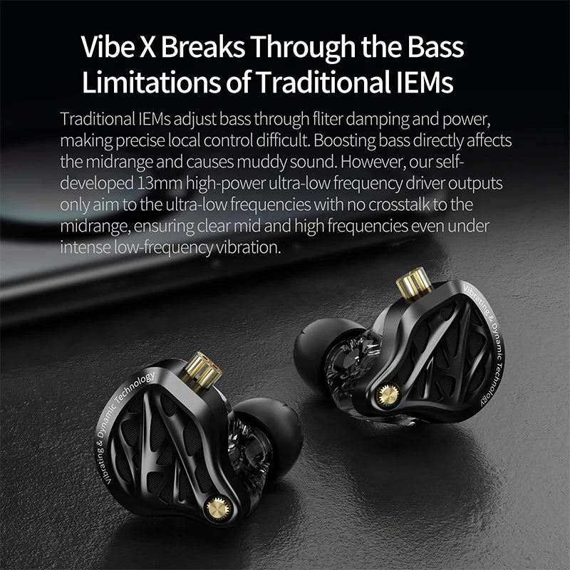 In Stock KZ Vibe X Low Frequency Vibration Earbuds HiFi IEM Deep Bass Headset Stereo Sound In-Ear Earphones for Music Gaming