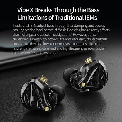 In Stock KZ Vibe X Low Frequency Vibration Earbuds HiFi IEM Deep Bass Headset Stereo Sound In-Ear Earphones for Music Gaming