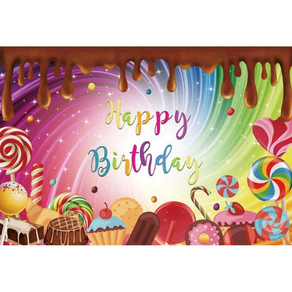 Candy Bar Baby Shower Birthday Backdrop Ice Cream Car Donuts Lollipop Party Photo Background Cake Table Decor Photography Props