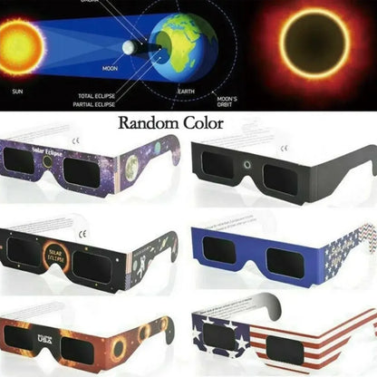 1-100pcs Paper Solar Eclipse Glasses Anti-uv Viewing Glasses Safe Shades Observation Solar Glasses Protect Eyes Random Color