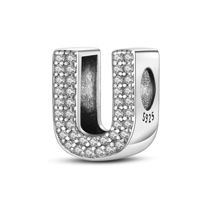 Fit Original Bangle Bracelet DIY A-Z Alphabet Charms Bead 925 Sterling Silver CZ Zircon LOVE Letter Dangle Pendant Jewelry Gift
