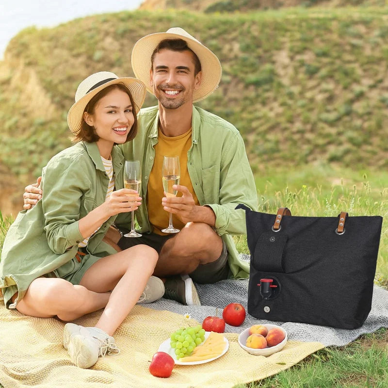 Hot Wine Tote Bag, Beach Cooler For Travel Gift, Leakproof Insulated Purse Carrier With  Spout Compartments