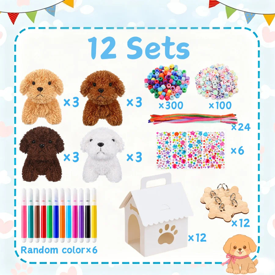 8-36Sets DIY Adopt A Puppy Party Favor Teddy Dog Stuffed Animal Bulk Adopt Me Plush Mini Animals for Dog Birthday Party Favors