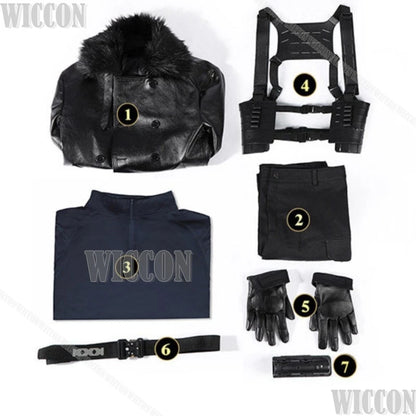 Residenttt Leon Full Set Suit Cosplay Dark Coat Slim-fit T-shirt Pant Belt Gloves Horro Game Man Halloween Comic Con Festival