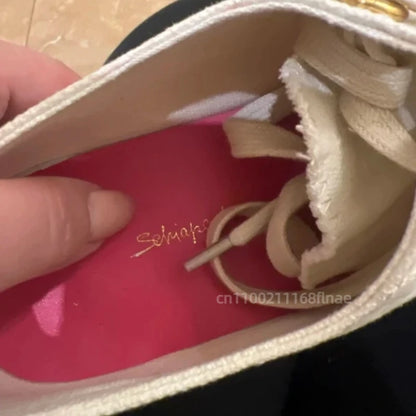 Golden Toe Board Shoes for Both Men and Women, High-end Street Dance Performance Shoes, Adult Lace Up Flat Canvas Shoes