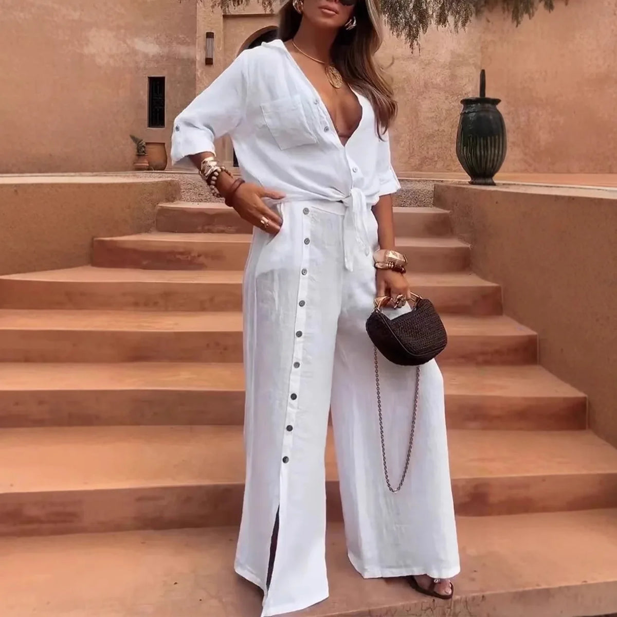 New Fashion Casual Irregular Two-Piece Sets Loose Short-Sleeved