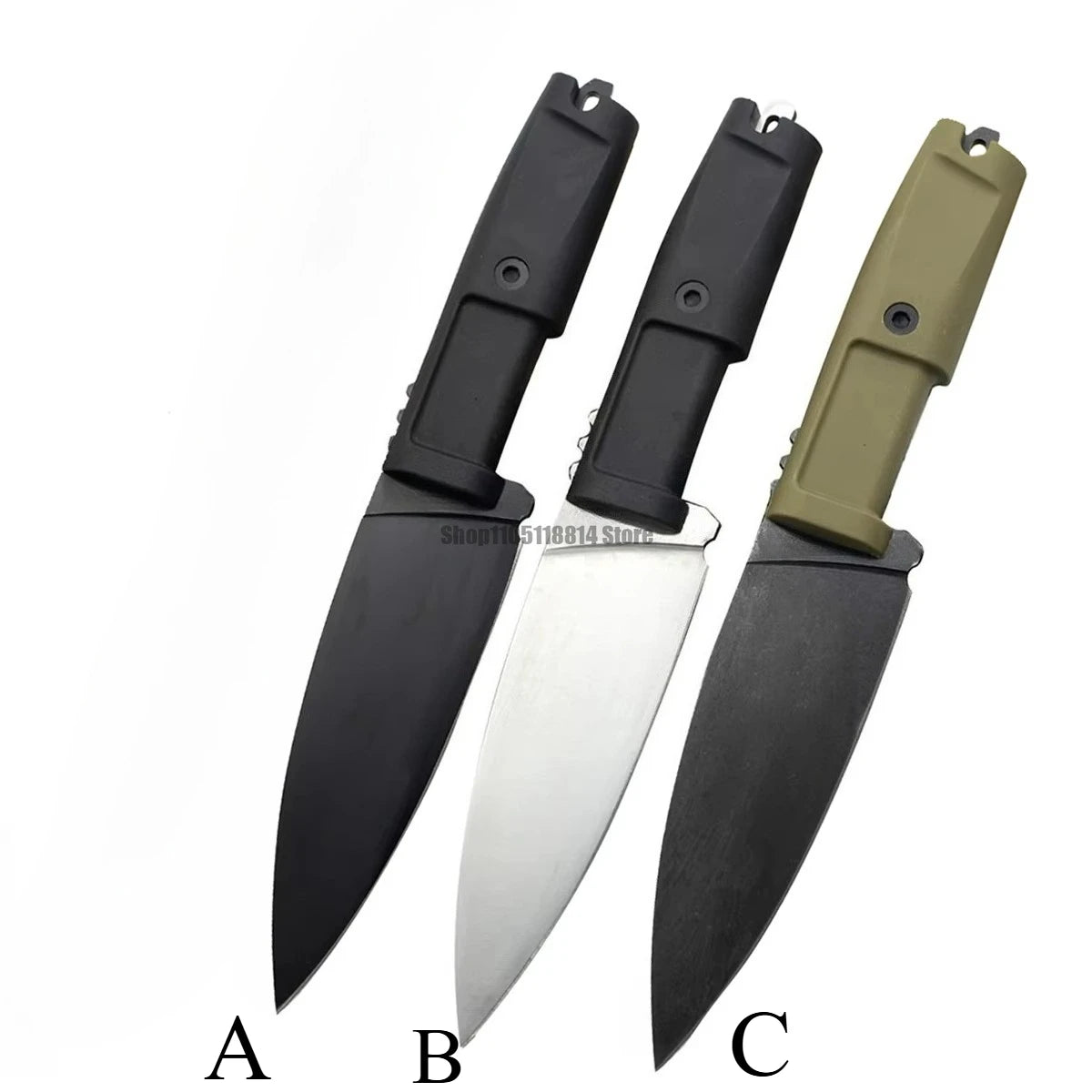 Camping Knife with Straight Steel Blade, G10 Handle, Anti-Slip Rubber, Stainless Steel
