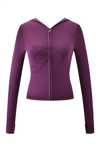Gia Straight Shoulder Slim Letter Print Slim Hooded Zipper Short Jacket Sports Casual Pants Set