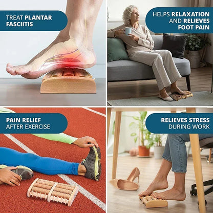 Wooden ten row large roller foot massager for hand massage household foot massager Relieves Fatigue Pain and Fasciitis Plantar