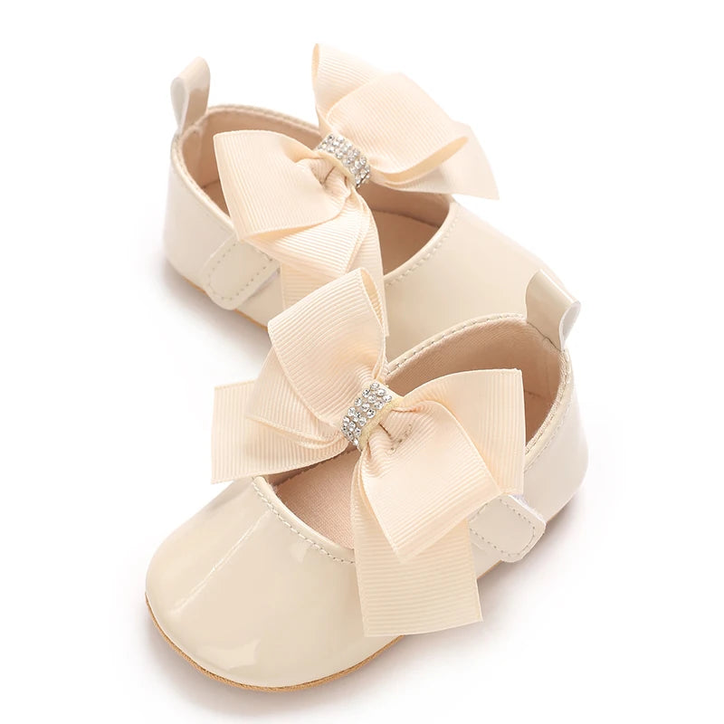 Cute Princess Baby Shoes Spring and Autumn Edition Butterfly Bow Decoration PU Soft Bottom Suitable for 0-1 Year Old Baby