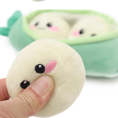 Soft Plush Pea Pod Pet Foraging Toy Squeaky Bite Resistant Teeth Grinding Anxiety Relief Interactive Puppy Training Accessory