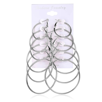 12pairs/6pairs Simple Punk Hoop Earrings Set Big Circle Earrings