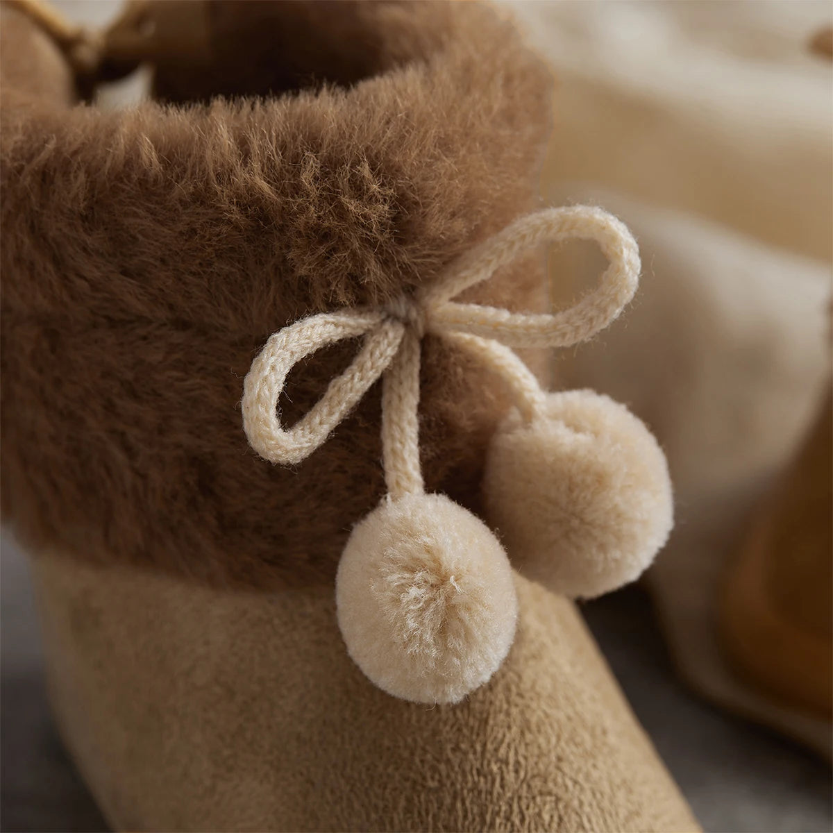 Autumn Winter Warm Newborn Girls Boys Snow Boots Solid Pompom Toddler Baby Soft Sole First Walker Fluffy Cute Non Slip Shoes