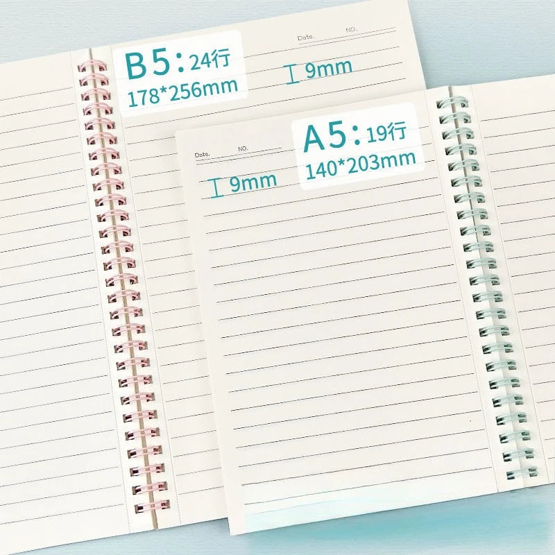 6pcs Spiral Notebook, Simple A5/B5 Hardcover Spiral Notebook, Tear-out Pages with Horizontal Lines, Office and School Supplies