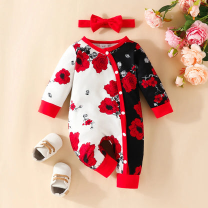Newborn Baby Romper Love Printed Clothes Hooded Children Girl 0-1 Years Autumn Spring Infant Boy Jumpsuit Outfits 3 6 Months