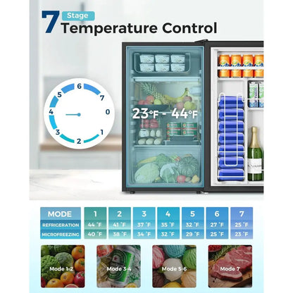 3.2 Cu.ft Single Door Compact Refrigerator, Adjustable Temp, Ideal for Small Spaces, Bedrooms, Apartments - Black