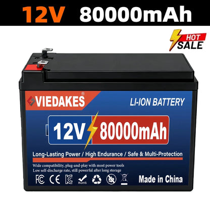 VIEDAKES Brand New 3S7P 12V 100Ah LiFePO4 18650 Battery Pack Power Bank Lightweight Design for Hiking Backpacking Trips