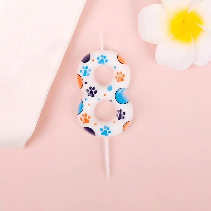Cute Puppy Paw Print Number Birthday Cake Candle Kawaii Puppy Cake Candles Baking Individually Pack 3D Adorable Cake Decorations