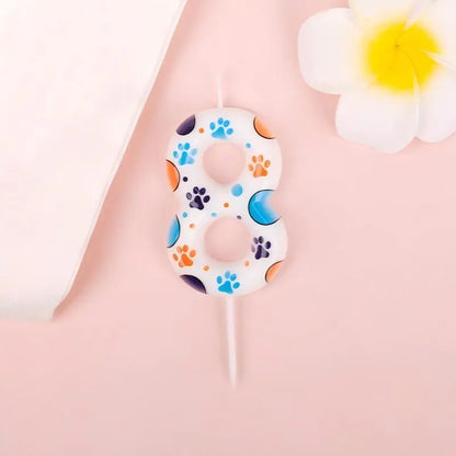 Cute Puppy Paw Print Number Birthday Cake Candle Kawaii Puppy Cake Candles Baking Individually Pack 3D Adorable Cake Decorations