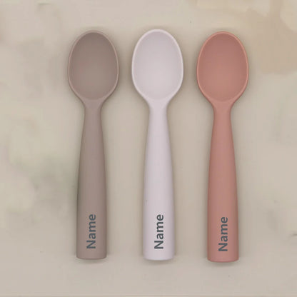 Silicone Spoon Personalized Custom Name Silicone Material Soft Spoon Baby Practice Use Suitable