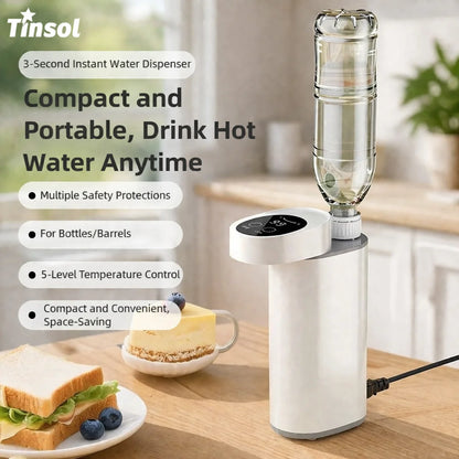 TINSOL New 2000W Instant Water Heater, 3-Second Fast Heating, Portable Home Desktop Instant Water Heater with 5-Level Adjustment