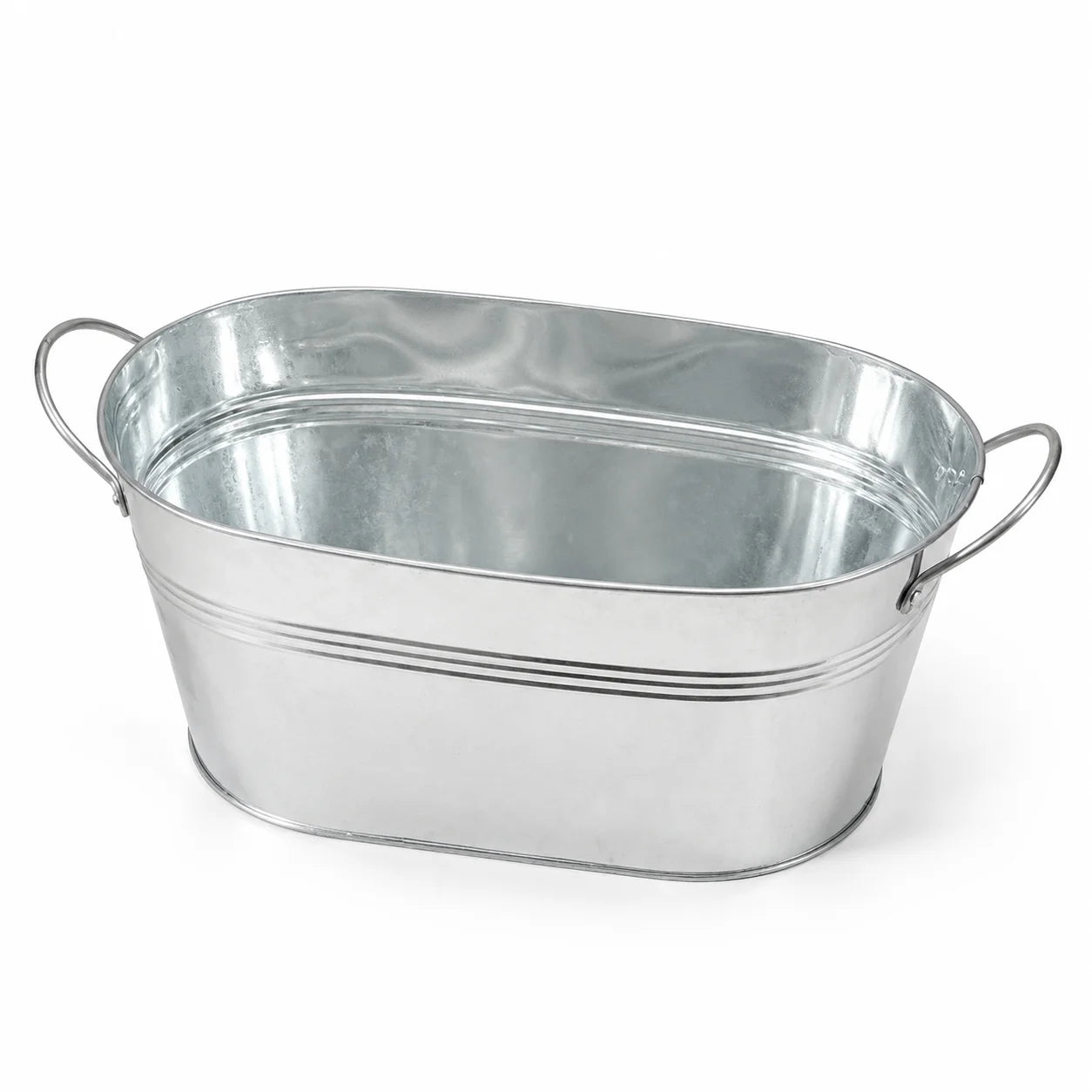 Galvanized Metal Beverage Tub Oval Ice Bucket with Handles Beer Wine Champagne Drink Cooler for Party BBQ Wedding Outdoor