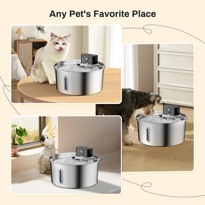 3L 5V USB Stainless Steel Wireless Recharging Sensor Auto Cat Water Drinking Fountain For Cats Dog Drinker Pet Dispenser Bowl
