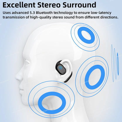 Portable Bone Conduction Earphones Bluetooth 5.3 HiFi 9D Stereo Noise Reduction Waterproof Earbud Outdoor Wireless Headset