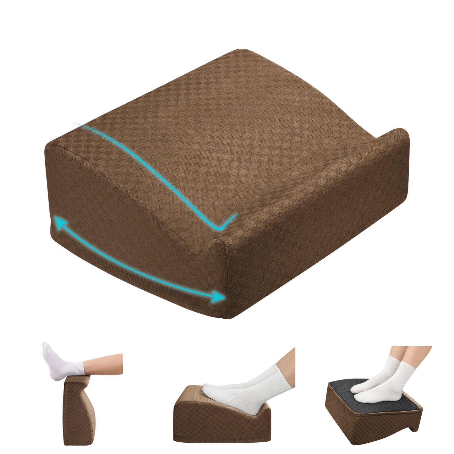 Adjustable Height Foot Rest Pillow with Washable Cover Non-Slip Ergonomic Footrest for Office Desk Couch