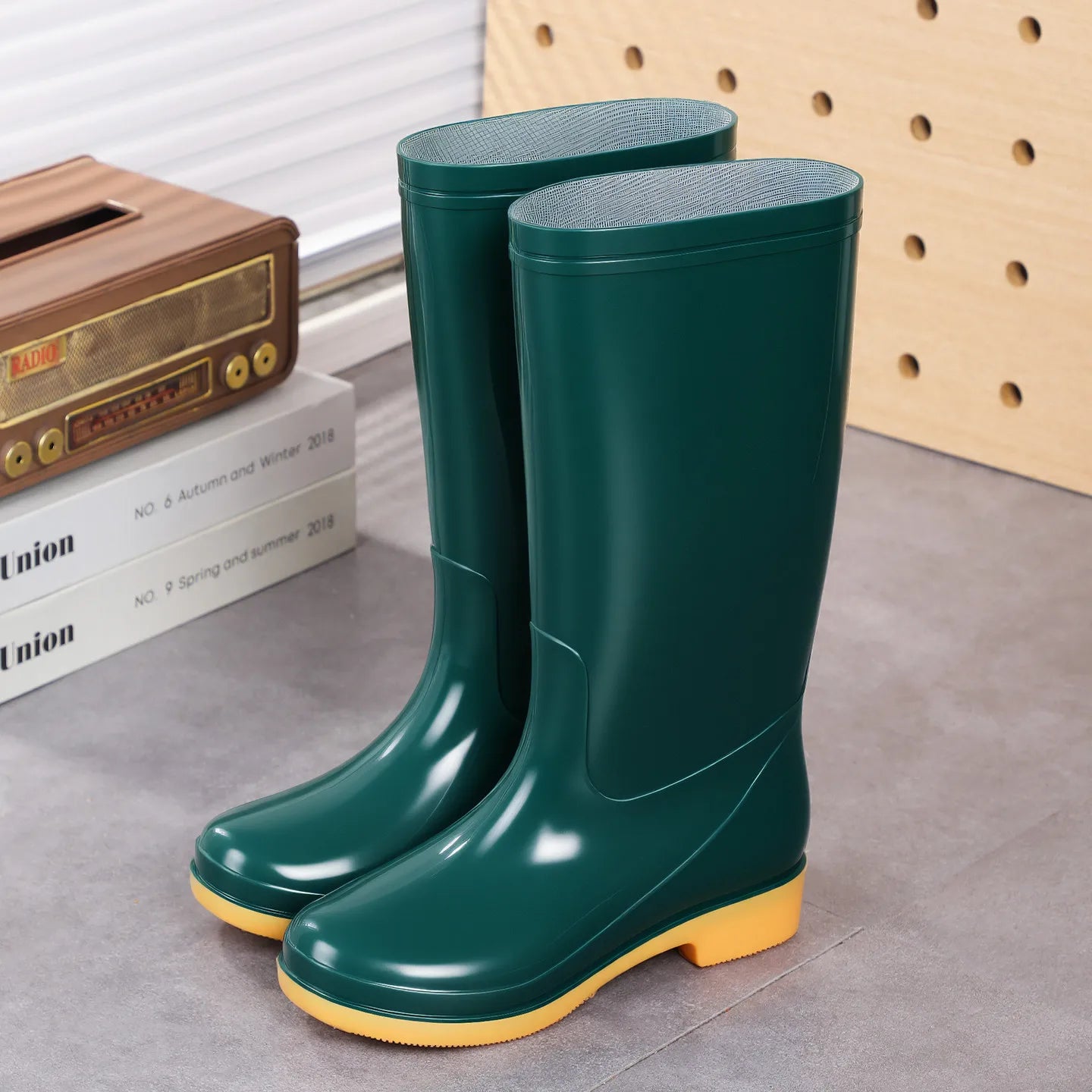 Comemore Rainboots Women High Long Boots Non-slip Waterproof Shoes 2023 New Rain Boots Fashion Print Women's Mid Calf Galoshes