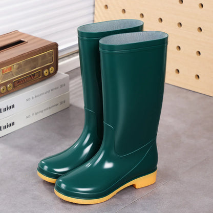 Comemore Rainboots Women High Long Boots Non-slip Waterproof Shoes 2023 New Rain Boots Fashion Print Women's Mid Calf Galoshes
