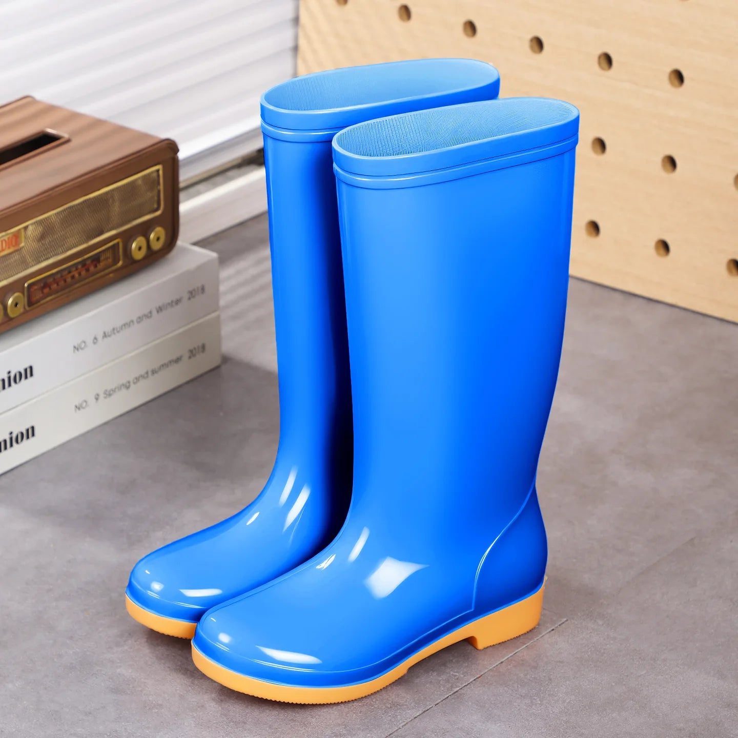 Comemore Rainboots Women High Long Boots Non-slip Waterproof Shoes 2023 New Rain Boots Fashion Print Women's Mid Calf Galoshes