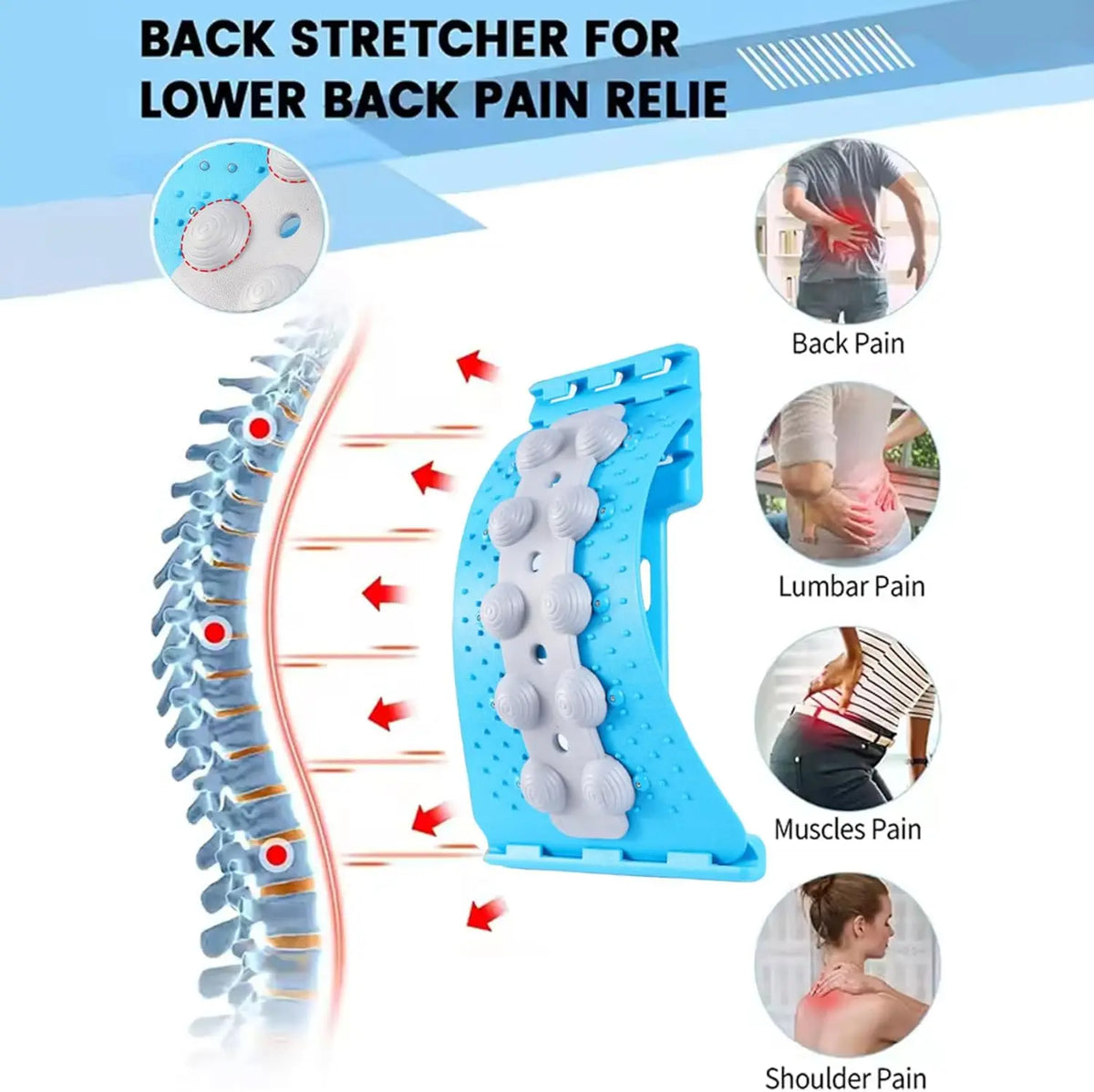 Lumbar Spine Soother Back 4-speed Massage Board Hunchback Correct Stretching Lumbar to Relieve Nerve Compression Lumbar Supports