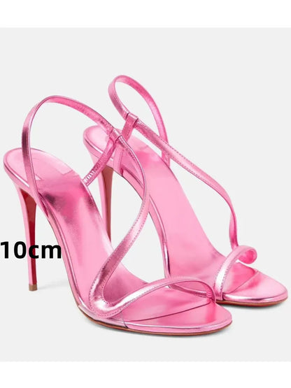 Ladies' Summer New Multi Color Serpentine Grass Stiletto Sandals Sexy Party Fashion Show 35-44 Large Women's Sandals