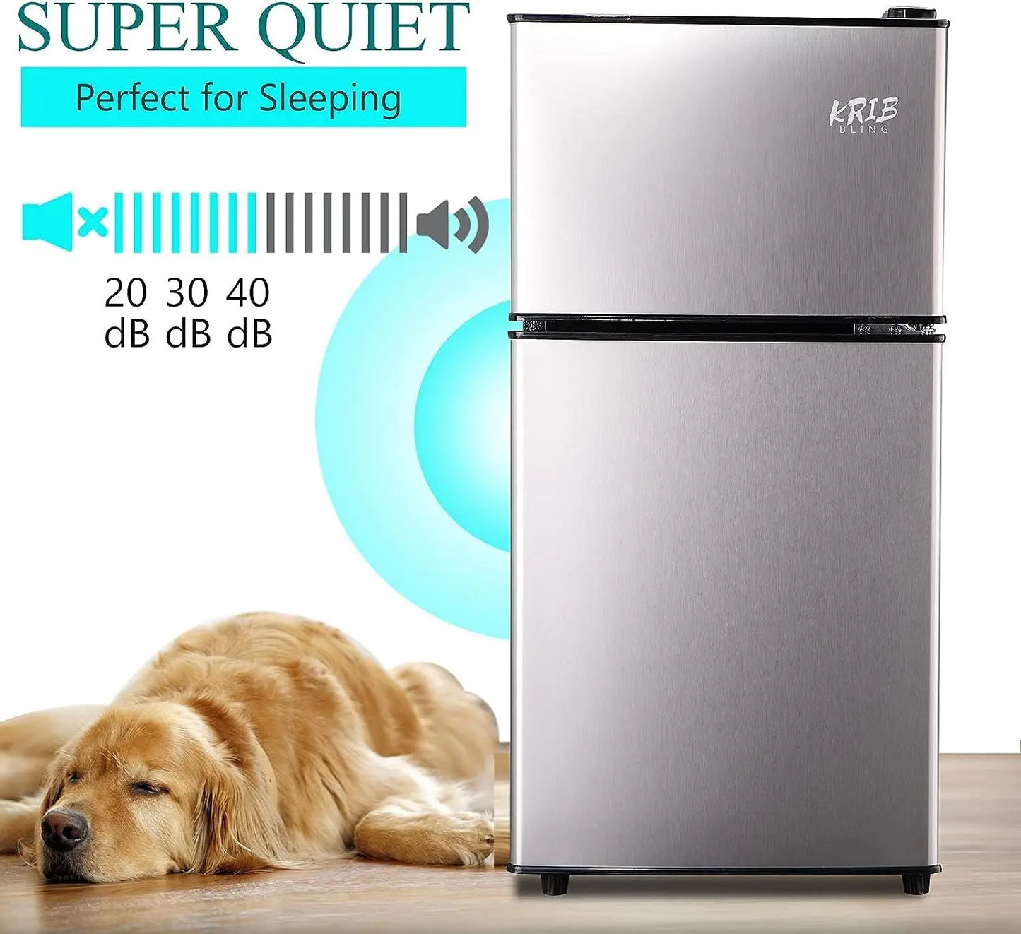 3.5Cu.Ft Compact Refrigerator Mini Fridge with Freezer, Small Compact Refrigerator with 2 Door, 7 Level Thermostat Removable Shelves for Kitchen, Dorm, Apartment, Bar, Office, Silver