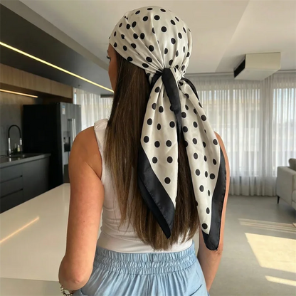 2026 Dot Print Square Scarf For Women Silk Shawl Neckerchief Female Hair Bands Head Wraps Headband Foulard Satin Hijab Bandana