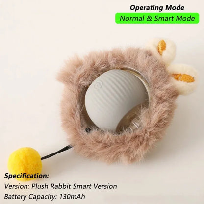 New Cat Interactive Ball Toy Automatic Rolling Ball Faux Tail Rechargeable Smart Pet Electric Toy Dog Cat Training Imitate Mouse