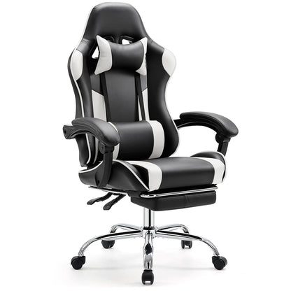MCQ Gaming Chair Video Game Desk Ergonomic Office Chair with Footrest and Lumbar Support Height Adjustable with 360° Swivel