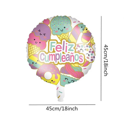 23pcs Summer Cute Ice Cream Candy Ice Cream Aluminum Film Balloon Children's Birthday Party Decoration