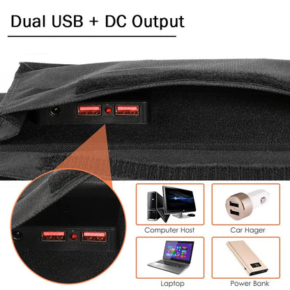 Dual USB DC Waterproof 100W Foldable Portable Solar Charging Panel Outdoor Survival Backpack Emergency Power Supply Gear for