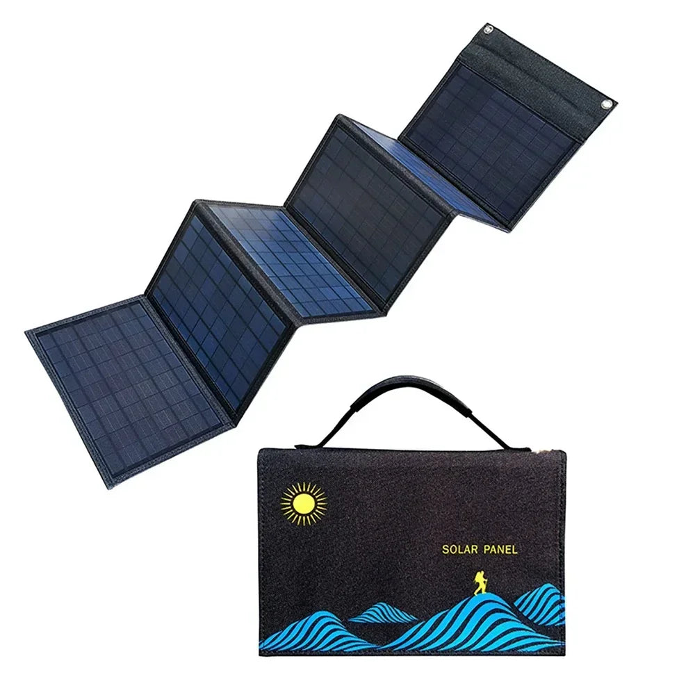 2024 New Portable Solar Panel Folding Bag USB+DC Output Solar Charger Outdoor Power Supply Mobile Phone Generator