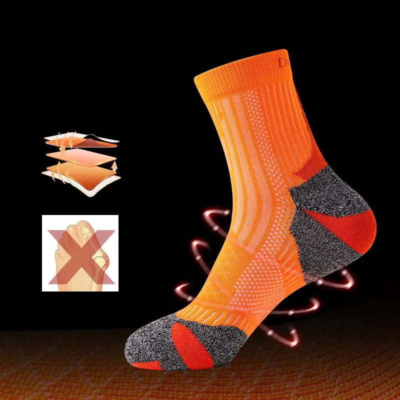 New Professional Marathon Running Sock Men Women Sports Fitness Ankle Thickened Cushioned Short Tube Low Cut Boat Ankle Socks