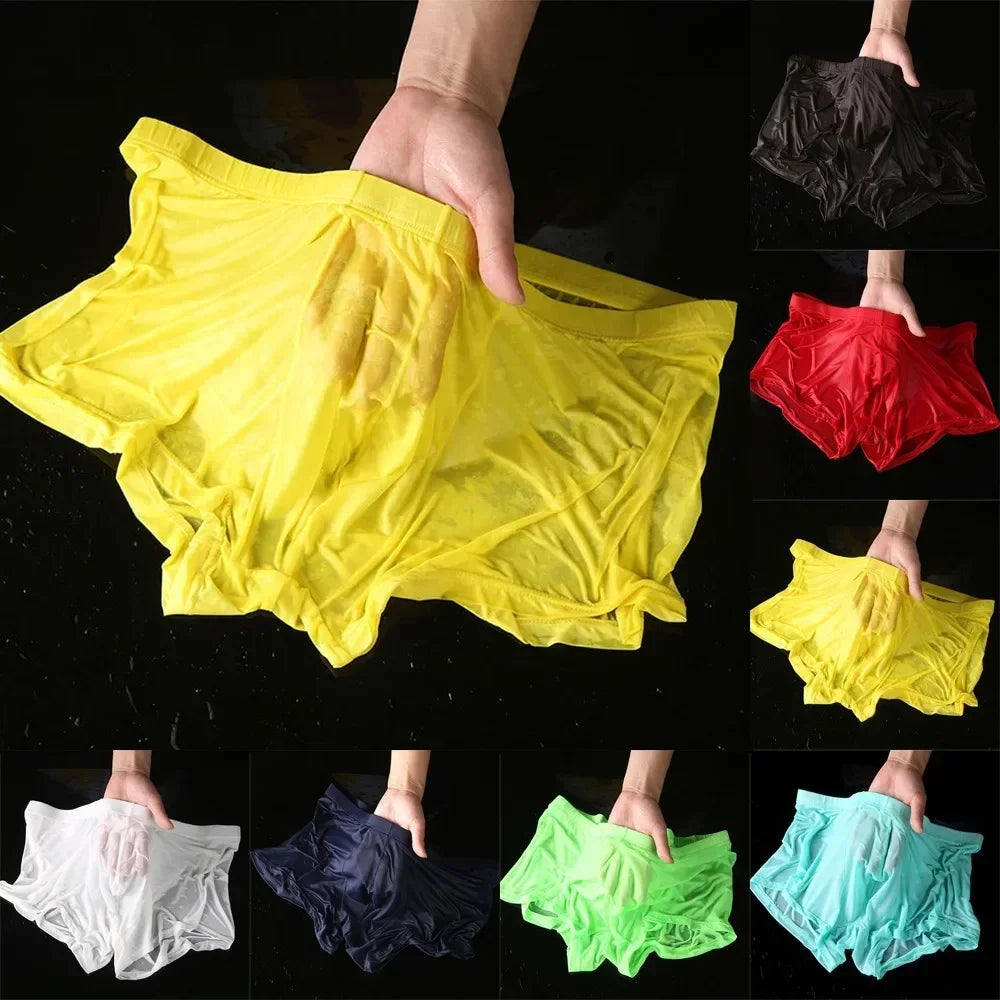 Sexy Wet Transparent Underwear For Men Pantiess Thin Solid Color Shorts Trunks Man Shorts And Underpants
