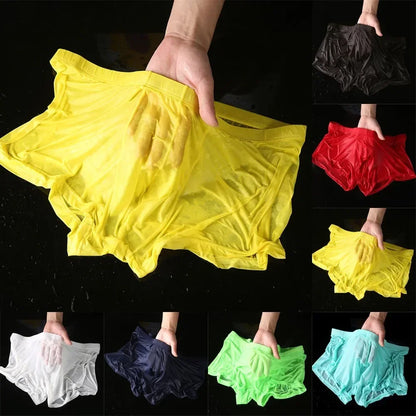 Sexy Wet Transparent Underwear For Men Pantiess Thin Solid Color Shorts Trunks Man Shorts And Underpants