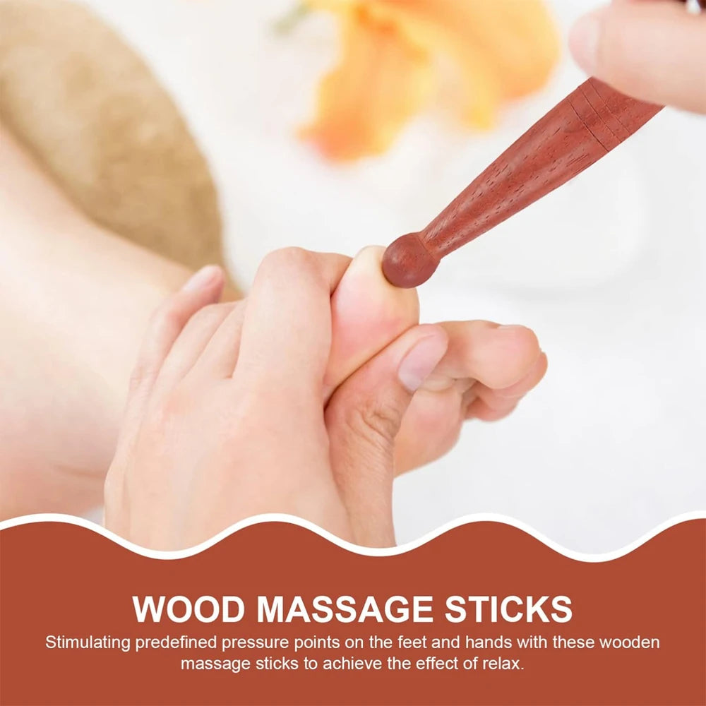 1PCS Wood Foot Massage Stick Travel Manual Acupressure Pen Thai Reflexology Tools for Face Neck Back Waist Massager Trigger Poin